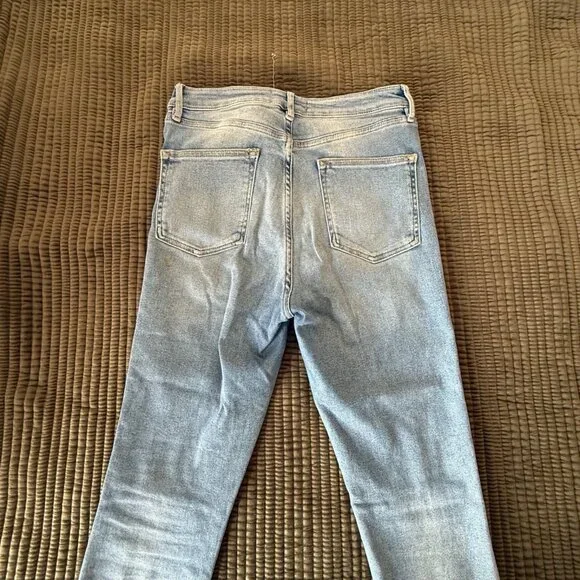 We The Free Anthropologie Light Wash High Rise Raw Hem Skinny Jeans Sz 31 - Picture 13 of 14